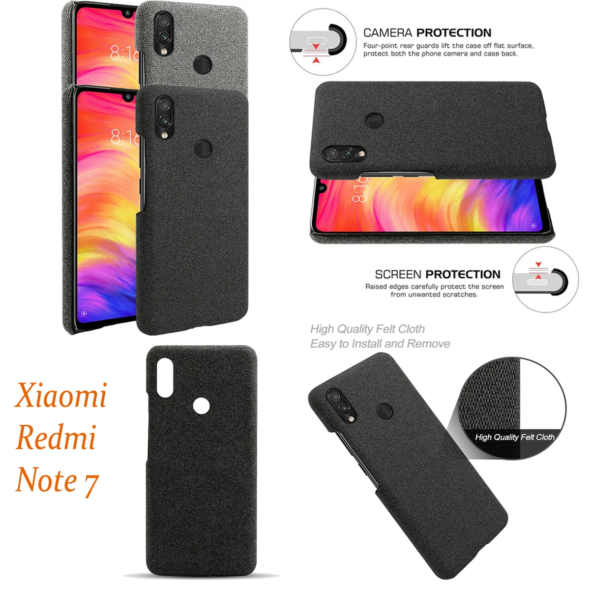 for Xiaomi Pocophone F1 Mi 9 SE Explore Case Ultra Thin Hard PC Woven Fabric Cloth Slim Cover For Redmi Note 7 Pro 8 GO |