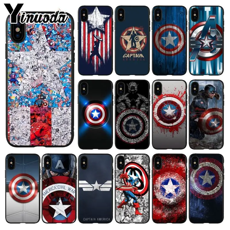 Yinuoda Marvel Мстители Капитан Америка рисунок чехол для телефона iPhone X XS MAX 6 6S 7 7plus 8 8Plus