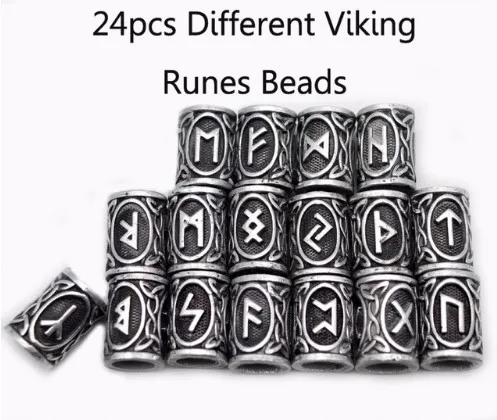 antique silver 24 шт./лот бусы с рунами викингов талисманы TIWAZ TYR Sol руны Одал Futhark РУНИЧЕСКАЯ Подвеска для шарик для волос Хлеб Кольцо Викинг ювелирные изделия в поисках - Цвет: antique silver