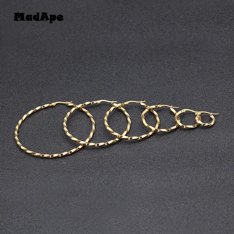 Женские серьги кольца MadApe золотистые/черные/Серебристые/розовые/золотистые