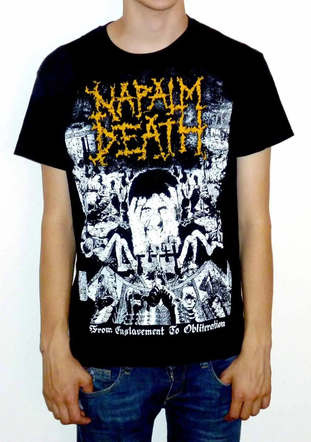 Футболка с винтажным принтом Napalm Death &quotот порабощения до погубления&quot-Новинка!