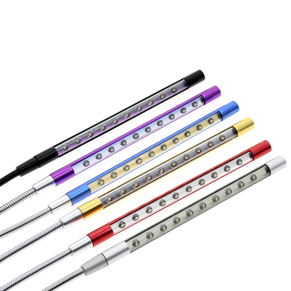 New Arrival USB Book Light Metal Material 10LEDs Flexible Reading Lamp for Notebook Laptop PC Computer USB Night Light 6 Colors