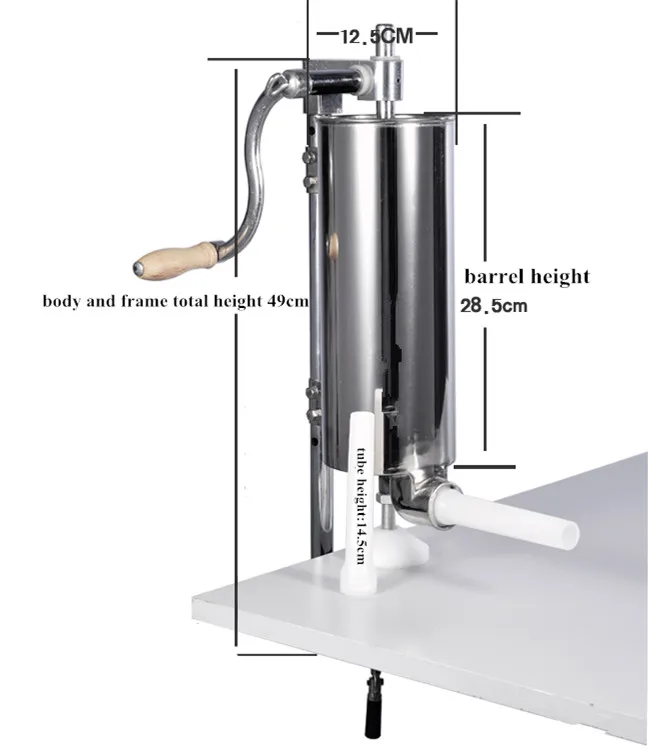 Ручная колбасная машина из нержавеющей стали 4л бытовой вертикальный колбасный