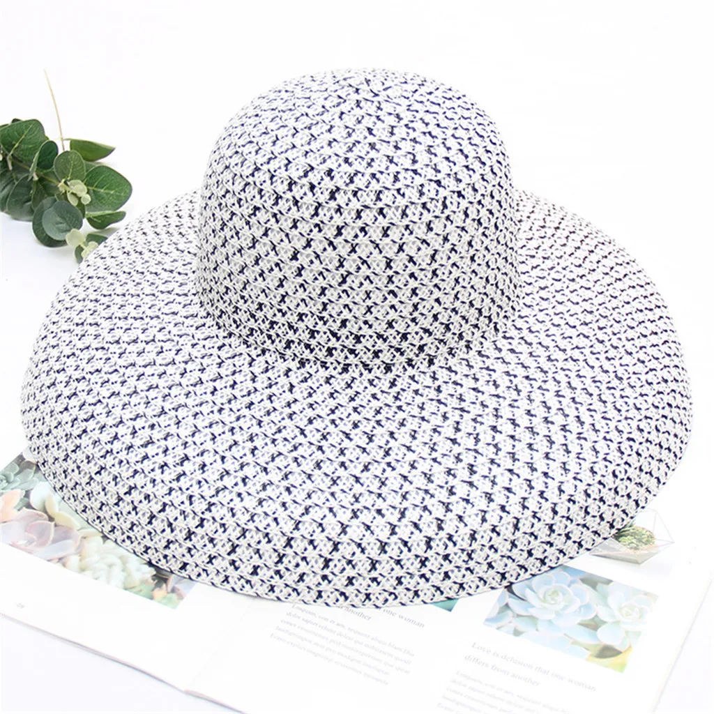 Женская летняя Солнцезащитная шляпа складная пляжная с широкими полями |