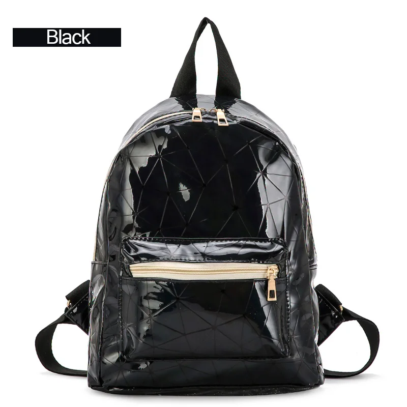 3074black AIREEBAY, Женский мини рюкзак с лазером, новинка, модные геометрические школьные сумки для девочек-подростков, голографические кожаные рюкзаки - Цвет: 3074black