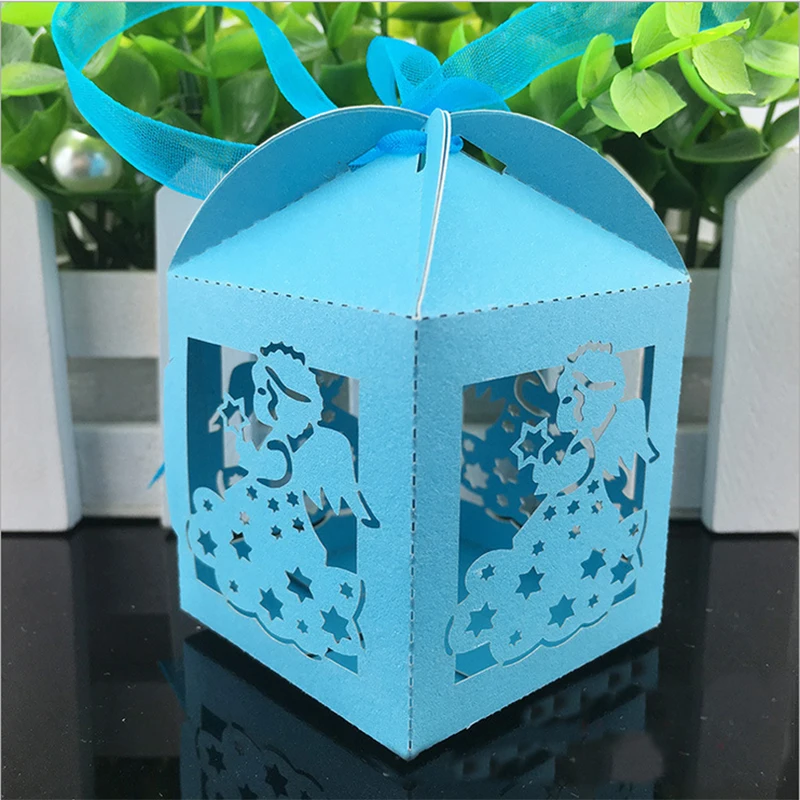 50 шт. коробка в форме ангела с лазерной резкой предродительная лентой для