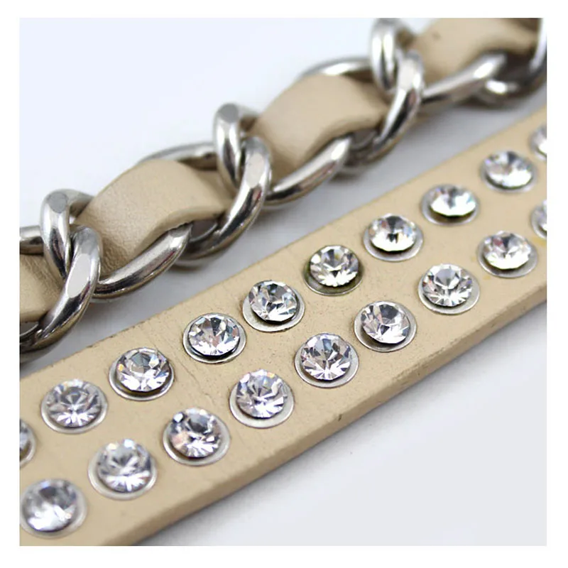 Free shipping Fashion jewelry Wholesale gift Light - colored double wide leather rivet buckle bracelet. | Украшения и аксессуары