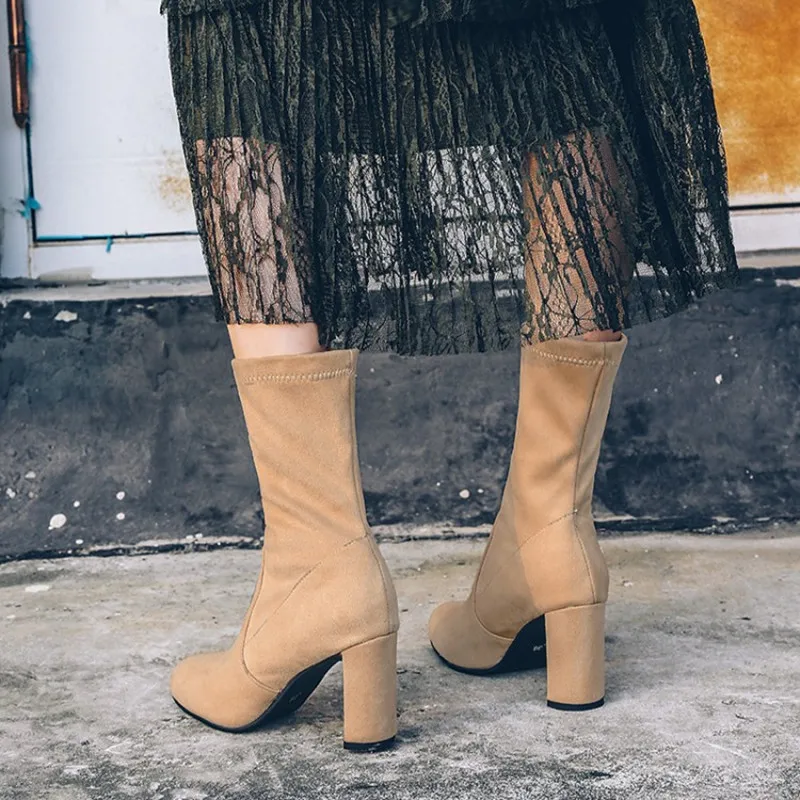 Большие размеры 34-48 Модные ботильоны с эластичными носками женские эластичные