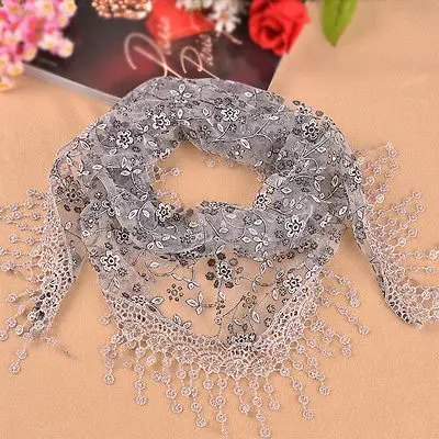 Новые женские мягкие кружева e обернуть шифоновый шарф длинная вуаль палантин