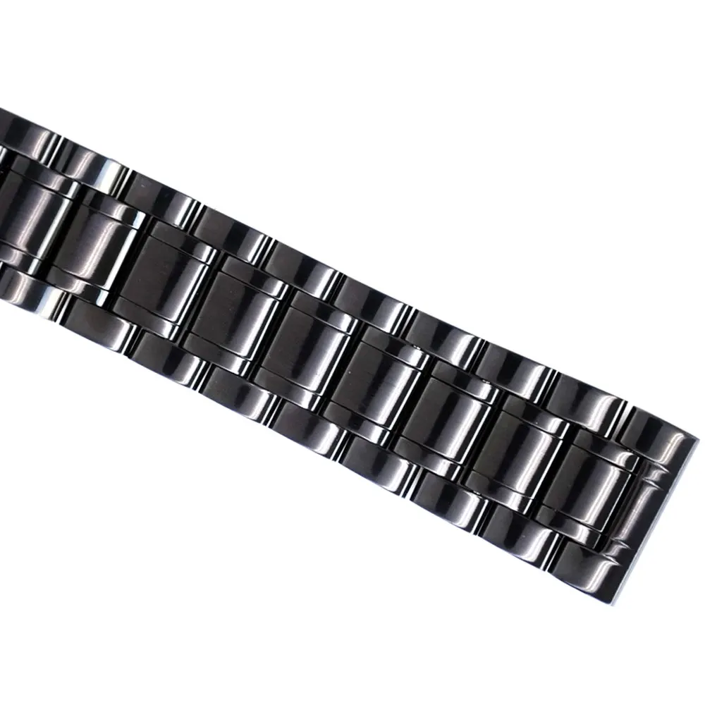 

18,19,20,22,24,26,28mm Solid Stainless Steel Butterfly Clasp watch strap Black/White Men Watch Band GD013