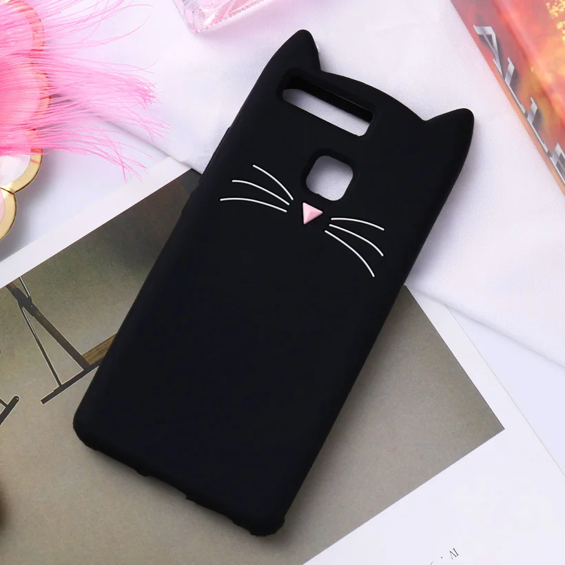 Чехол для huawei P9 Lite Mini P8 P10 Lite P20 Pro P30 Lite чехол с кошачьими ушками для huawei P Smart mate 10 20 Lite Nova 2 s 2 - Цвет: Черный