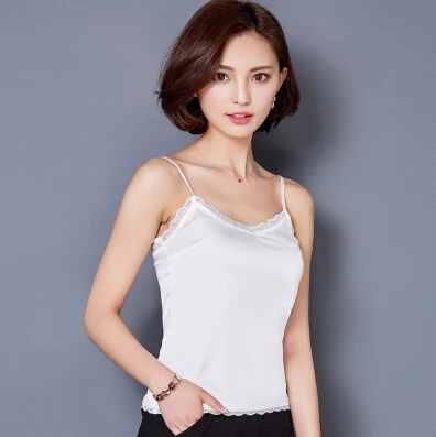 white Укороченный топ, одежда Canotta Donna Estiva, тропические женские майки, шелк, женская рубашка, майка без рукавов, блуза, летняя женская одежда - Цвет: white