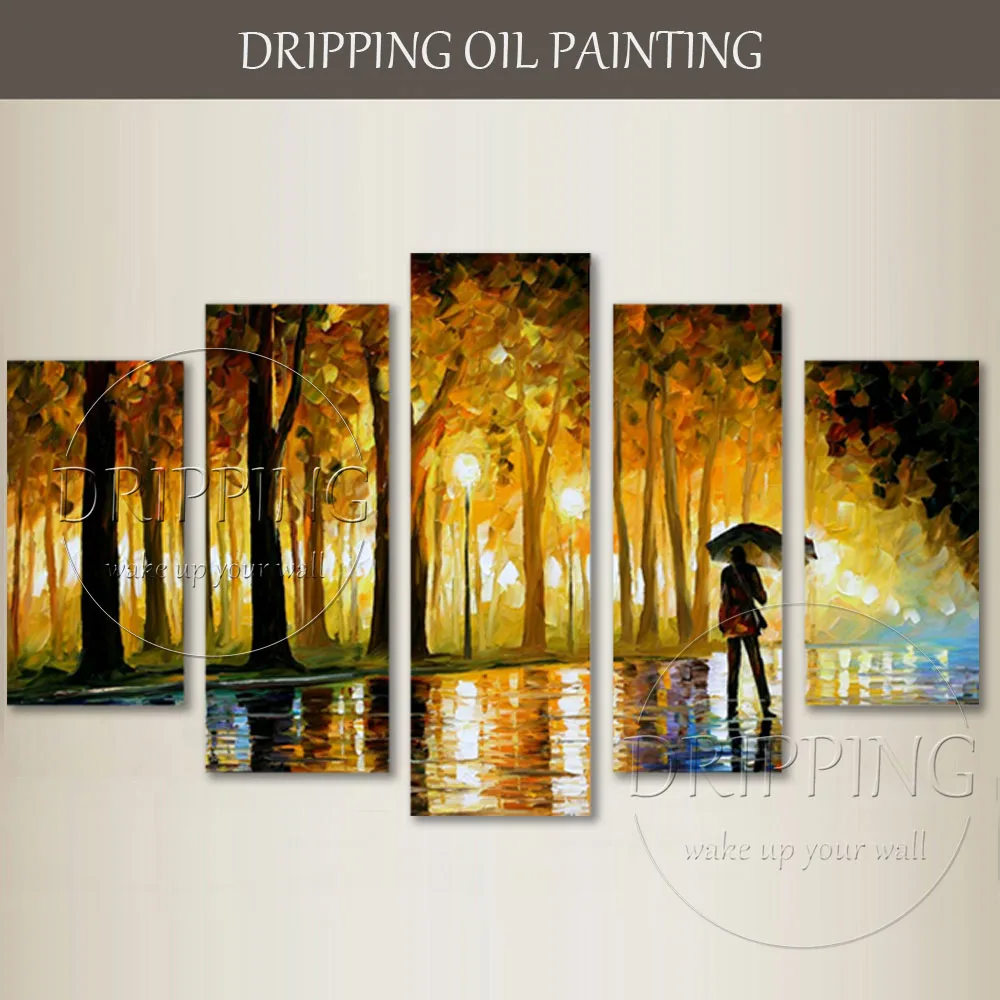 5 шт. абстрактная пейзаж картина маслом Ручная роспись группа панелей нож