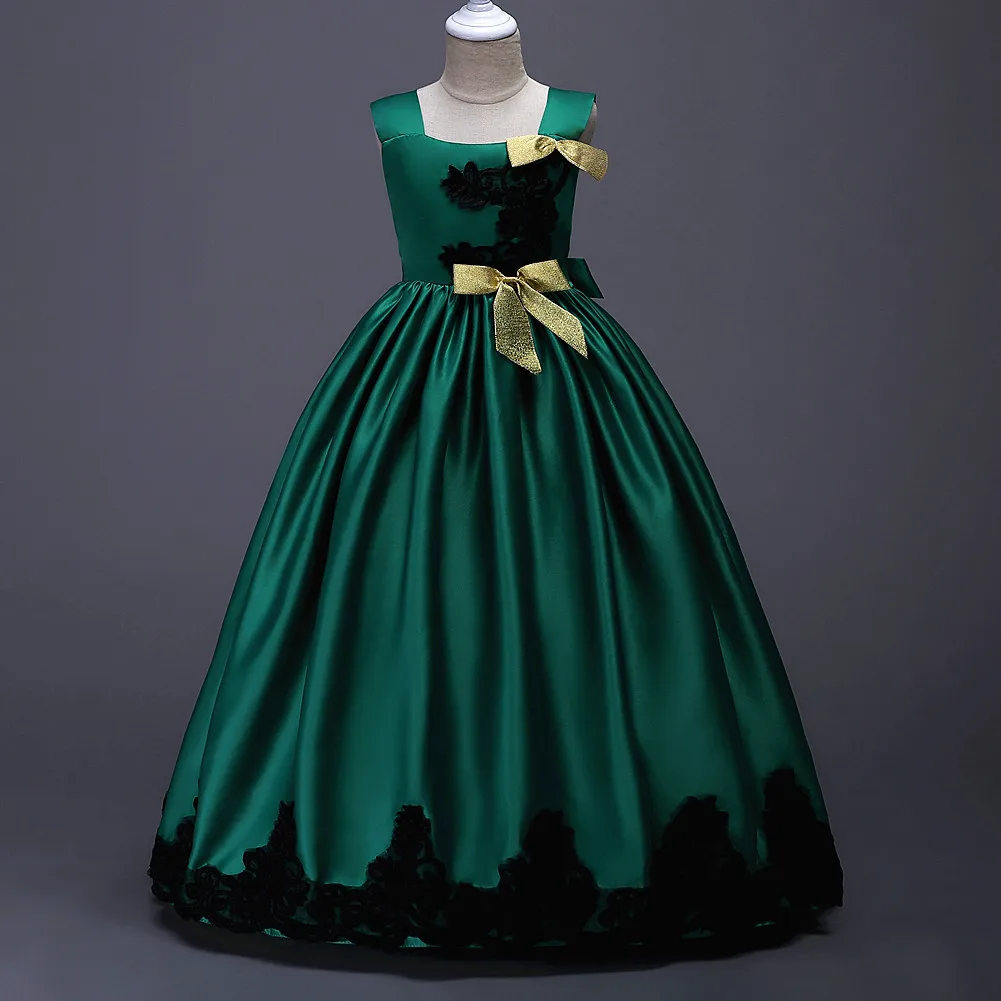 2018 Miaoyi Новые платья для девочек Размер 4 до 14 лет Фиолетовый Вышивка пят детей
