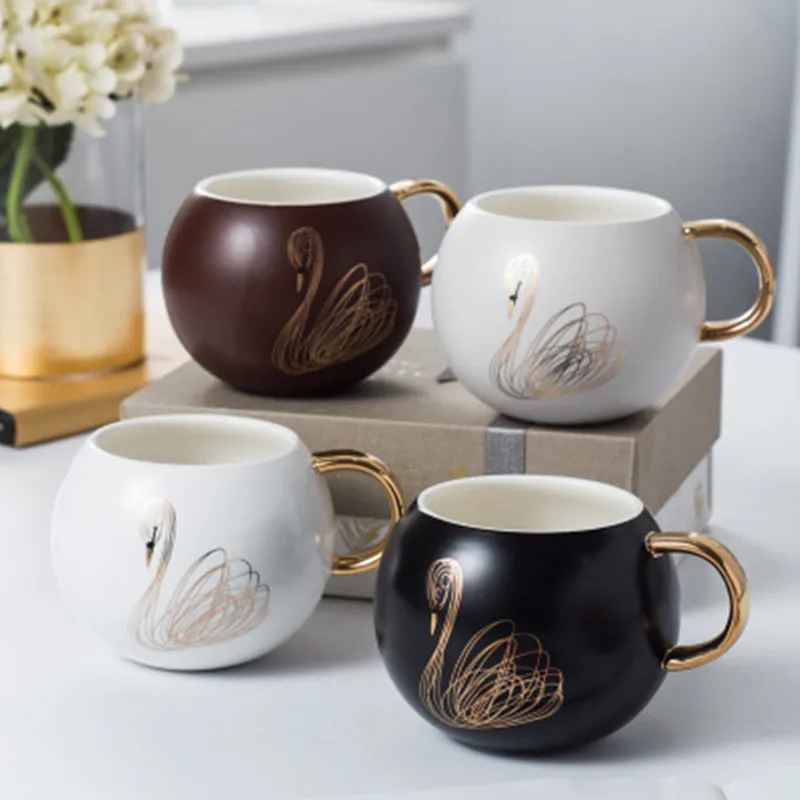 

Coffee Mug, Ceramic Travel Mug, Swan Tea Cup, Porcelain Coffee Mugs with Handle for Office, Wedding Gifts and Home Perfect Gift