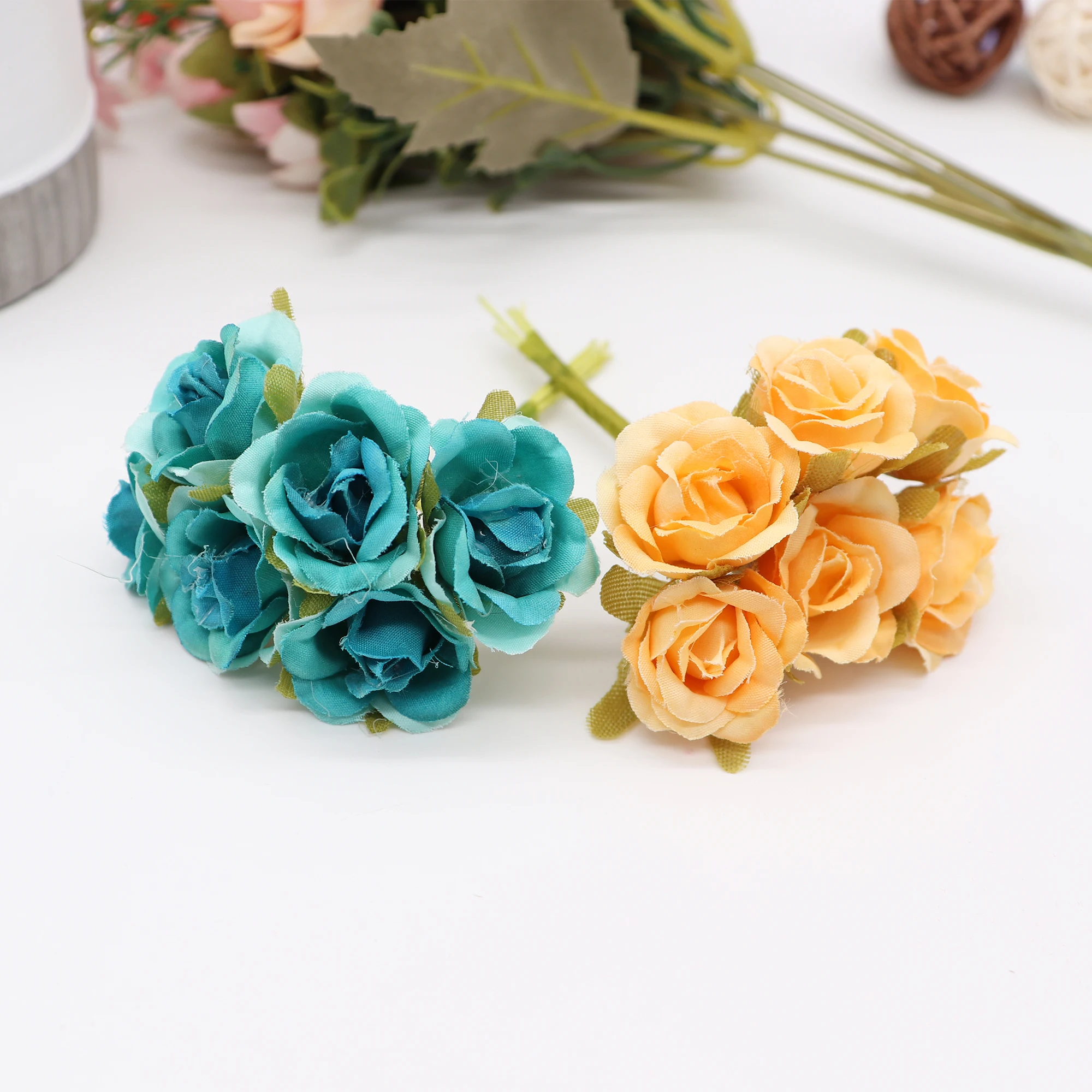 Искусственные цветы красной розы для украшения дома 6 шт. аксессуары