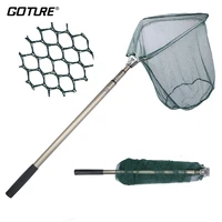 goture foldable fishing net safe catch release fish landing net with strong and durable extending telescoping pole handle