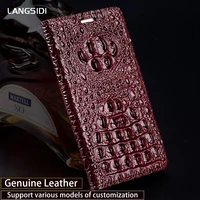luxury genuine leather flip case for xiaomi 5x case 3d crocodile back texture soft silicone inner shell phone cover