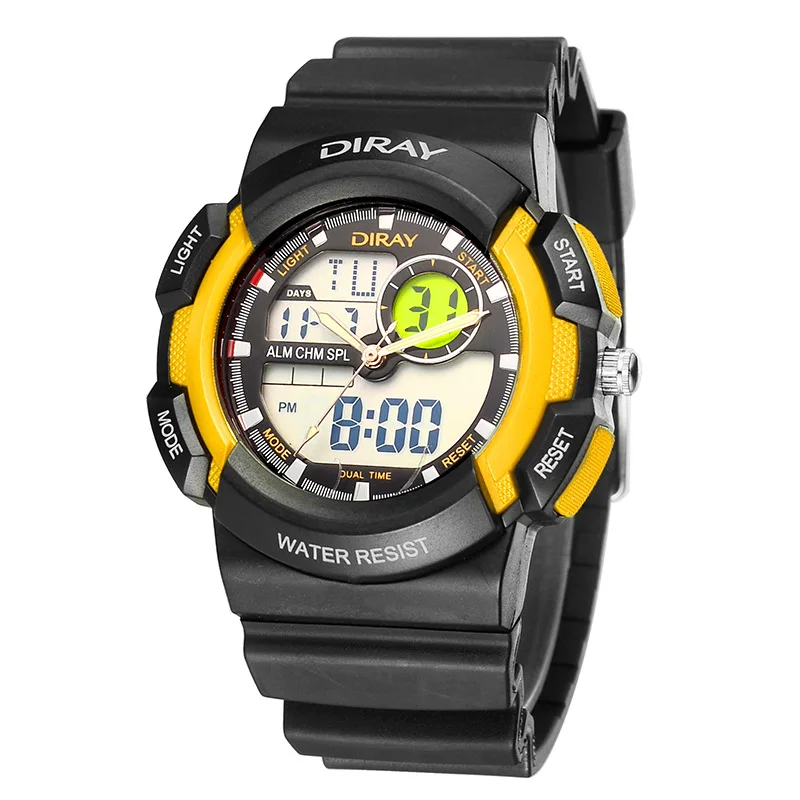 DIRAY Топ бренд двойной дисплей часы водонепроницаемые спортивные цифровые
