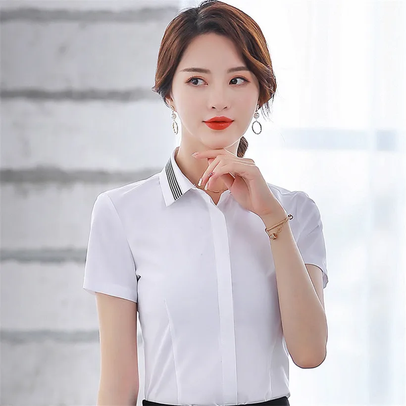 OL 2 Piece Set Womens Two Outfit Clothes Summer Top And Bodycon Mini Skirt Women Business white shirt +Skirt Suits | Женская одежда