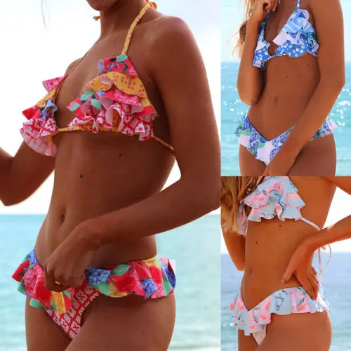 2019 летний женский сексуальный комплект бикини монокини с пуш ап мягкие цветочные