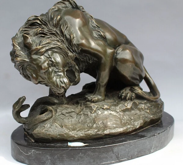 3654 10 &quotWestern Art Bronze Figurine Foo Hund Lion Schlange Marmor basis Statue Skulptur |