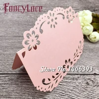 hot laser cut paper lace flower place card wedding table card holder for party decor table number lace invitation cards 50pcs