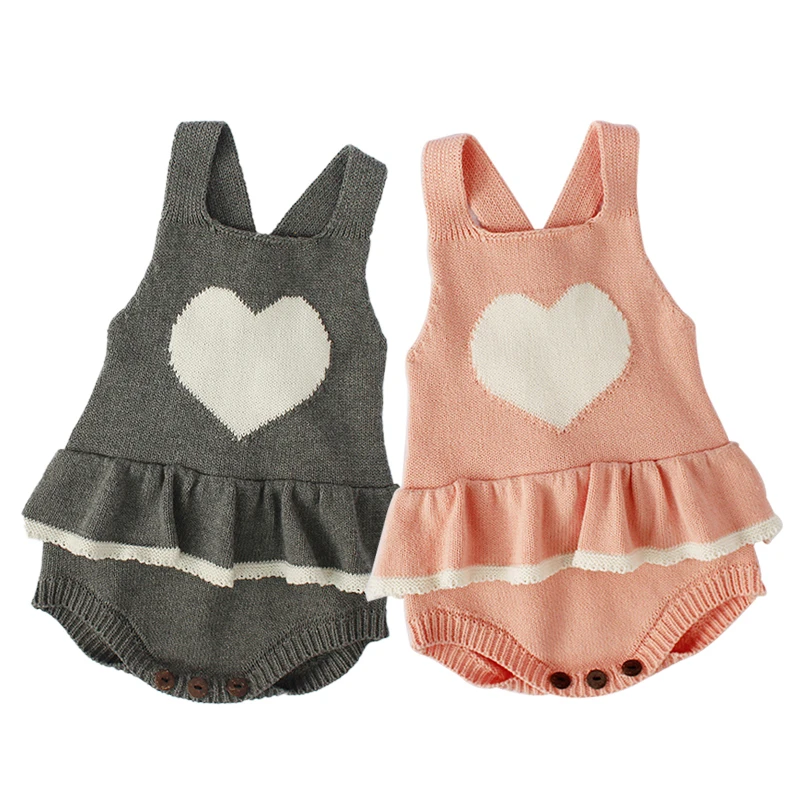 

Knitted baby rompers heart Climbing Clothing Autumn New Baby Girl Overall Romper Handmade cotton knitted jumpsuit kids clothes