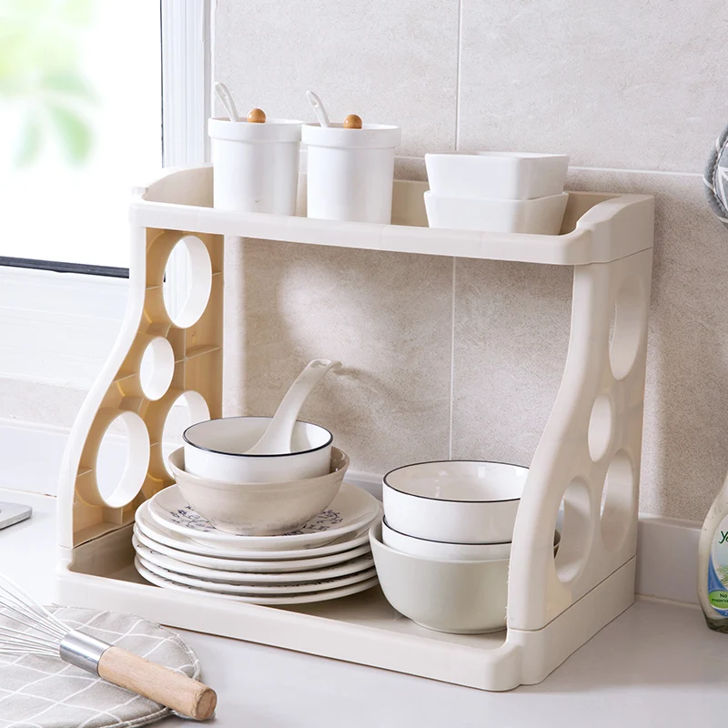 Household double kitchen shelf seasoning to receive plastic tool carrier landing condiment spice rack | Дом и сад