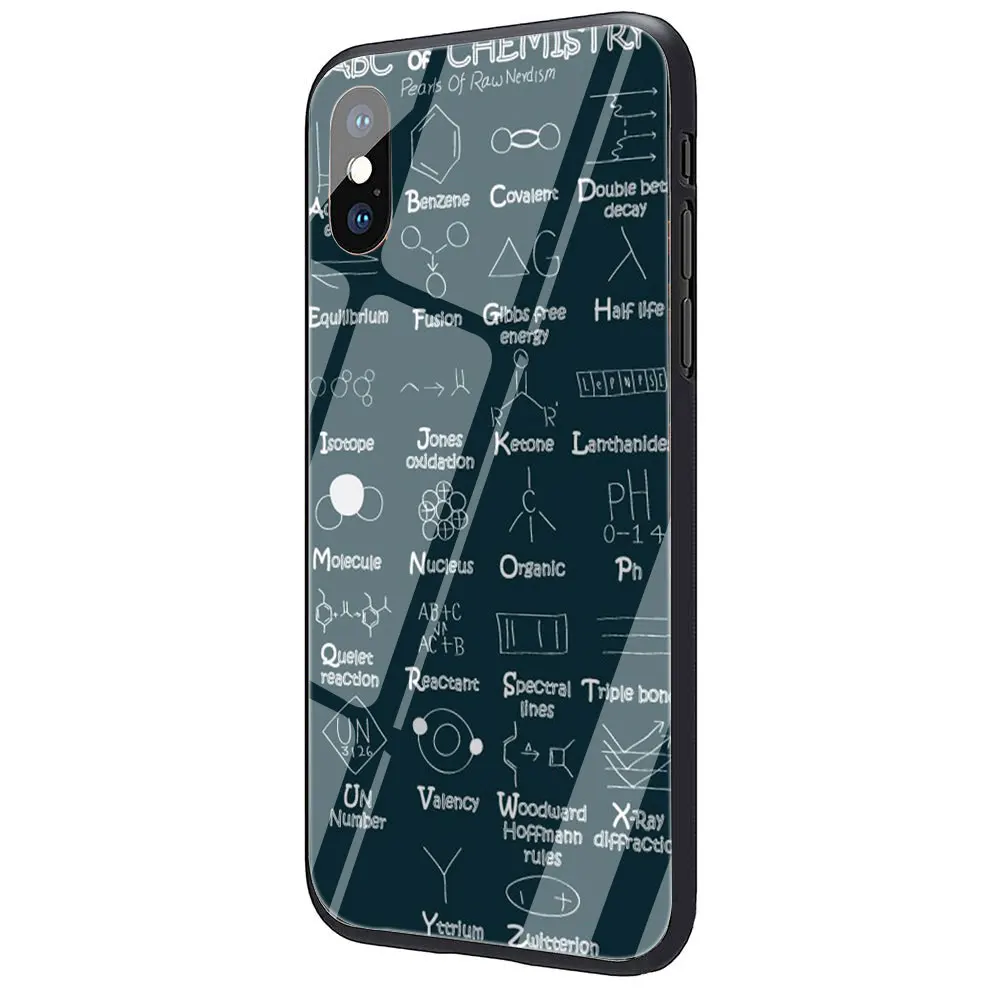 G9 Чехол для iPhone 11 Pro X или 10 8 7 6 6S Plus Xr Xs Max из закаленного стекла ТПУ с математическими химическими формулами - Цвет: G9