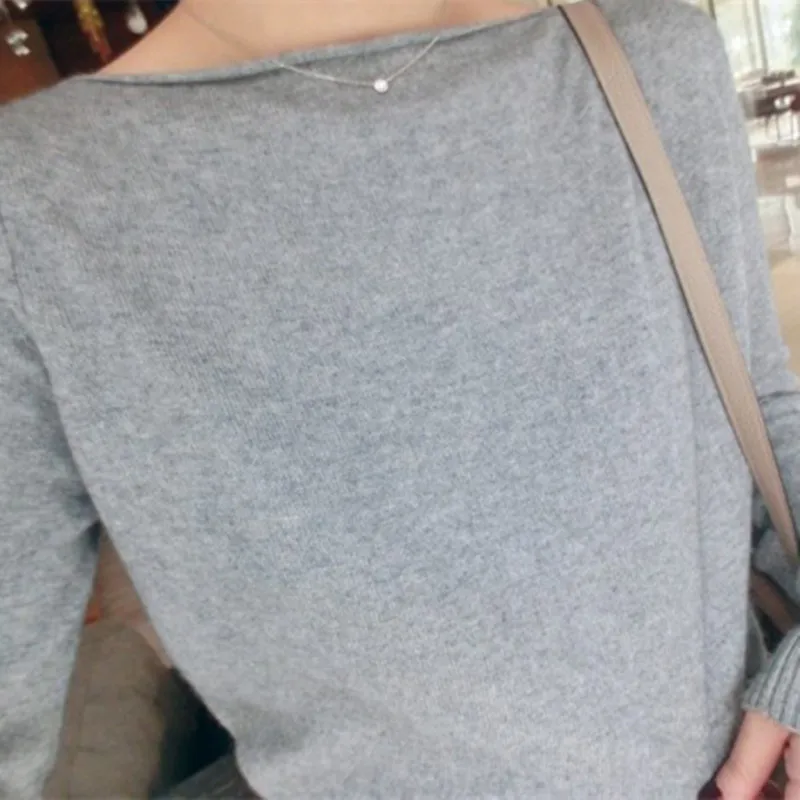 JECH 2020 new cashmere sweater women head with a word knitted women's long-sleeved leisure | Женская одежда