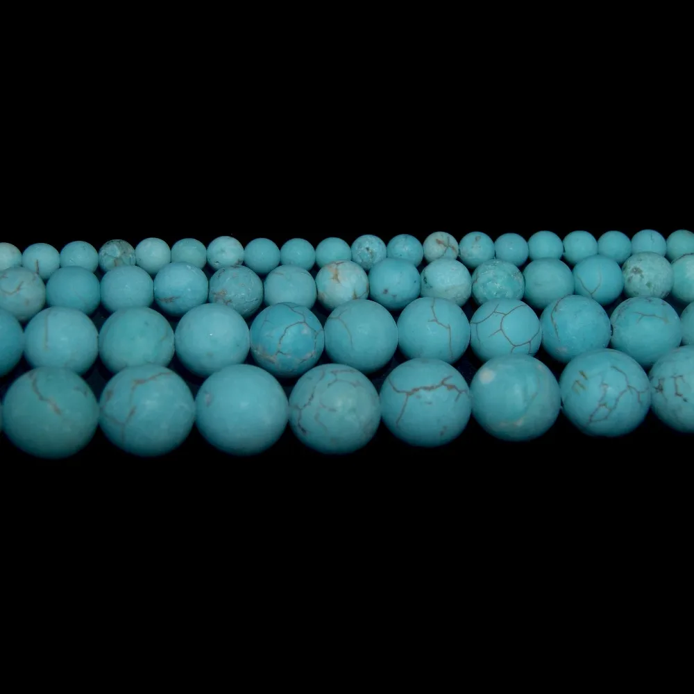 

Dull Polish Natural Stone Blue Turquoises Round Beads 4 6 8 10 MM Pick Size For Jewelry Making DIY Bracelet Necklace Material