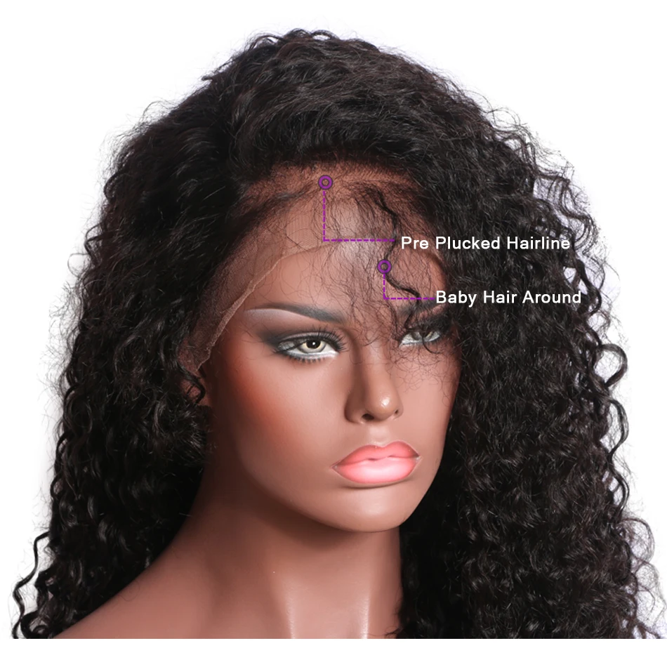 Luffyhair кудрявые бразильские Волосы remy Синтетические волосы на кружеве парик 13x6 глубокий пробор парик шнурка 150% плотность предварительно выщипанные волосы отбелен