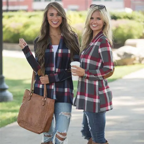 Женский клетчатый свитер вязаный с длинным рукавом пончо S XXL осень 2017|top poncho|sweater