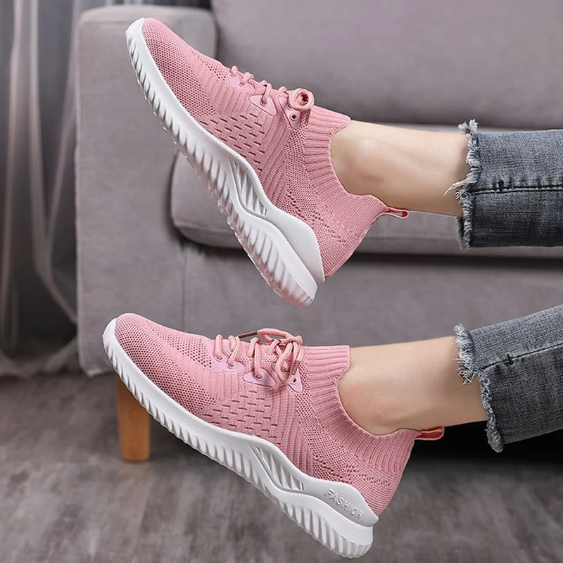 Женские кроссовки на шнуровке ZHENBAILI дышащие плоской платформе повседневная