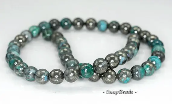 

8mm Green Pyrite Inclusions Quartz Gemstone Grade AA Round 8mm Loose Beads 15.5 inch Full Strand (90188855-85)
