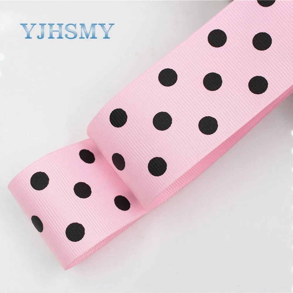 YJHSMY 1762225 38 мм 10 ярдов ленты в горошек термопечать grosgrain Свадебные аксессуары DIY