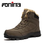 FONIRRA размера плюс 39-47 водонепроницаемые горные ботинки для походов мужские плюшевые меховые резиновые ботильоны с прострочкой теплая зимняя повседневная обувь 930