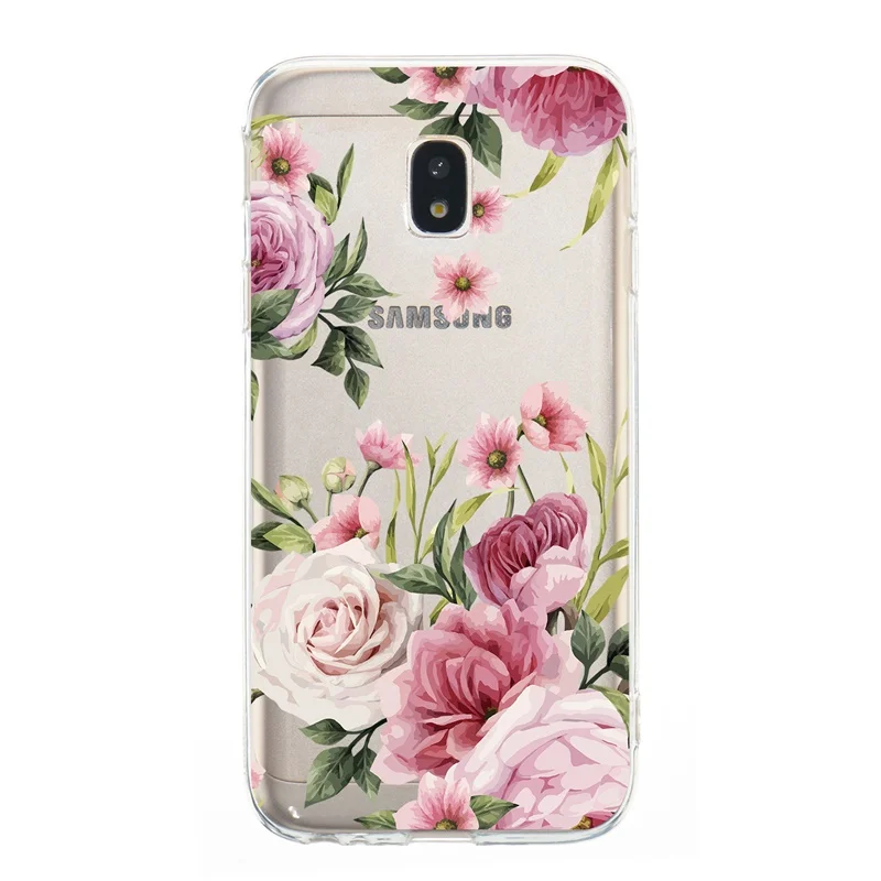 Case For Samsung Galaxy J3 J330F J5 J530F J7 J730F 2017 Cover flower TPU Jelly Transparent clear ultra thin soft case kimTHmall |
