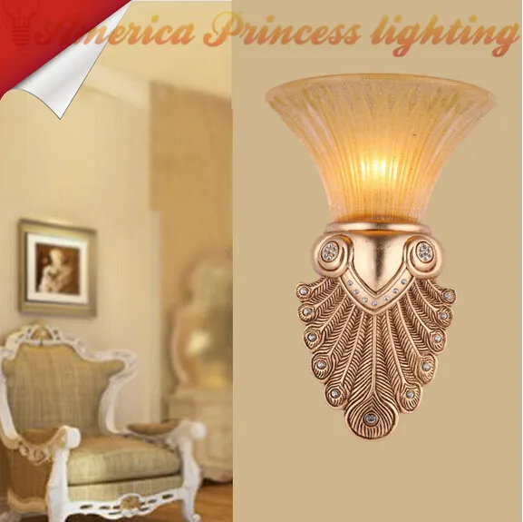 

European resin retro living room wall lamp wall lamp bedroom bedside lamp aisle corridor wall lamp, E14, AC110-240V.