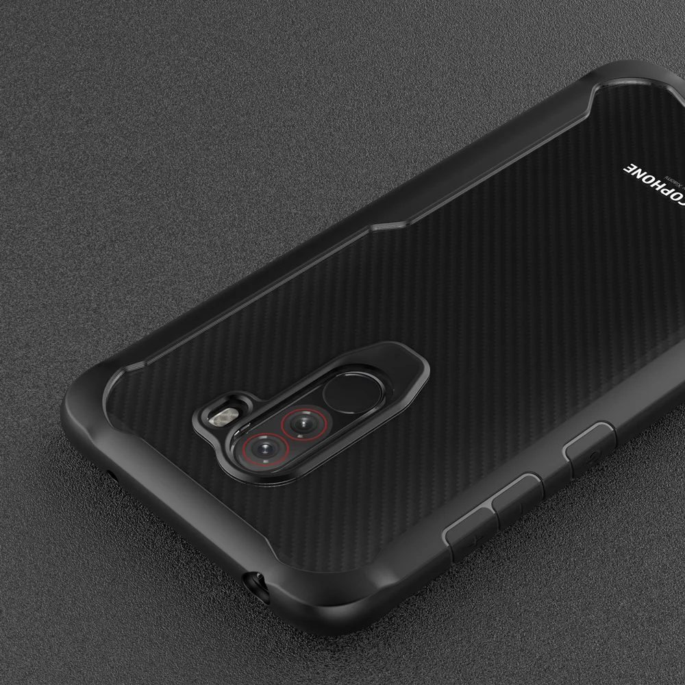 Чехол для Xiaomi Pocophone F1 Мягкий силикон + прозрачный защитный чехол на заднюю панель