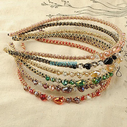 Ободок для волос Женский разноцветный нестандартный с кристаллами и бусинами