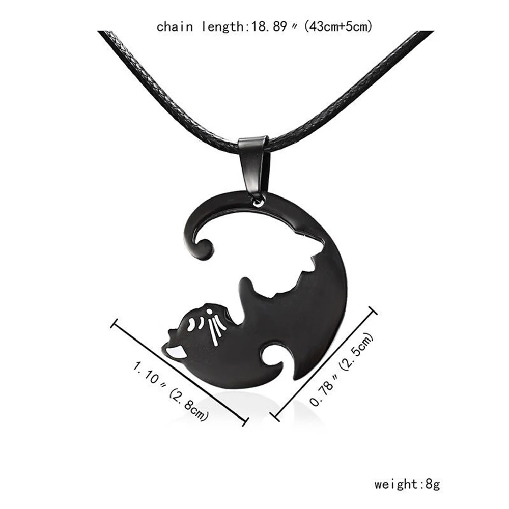 Cute Cat Embrace Chain Pendant Jewelry Romantive Couple Lovers Stitching Necklace for Women Men | Украшения и аксессуары
