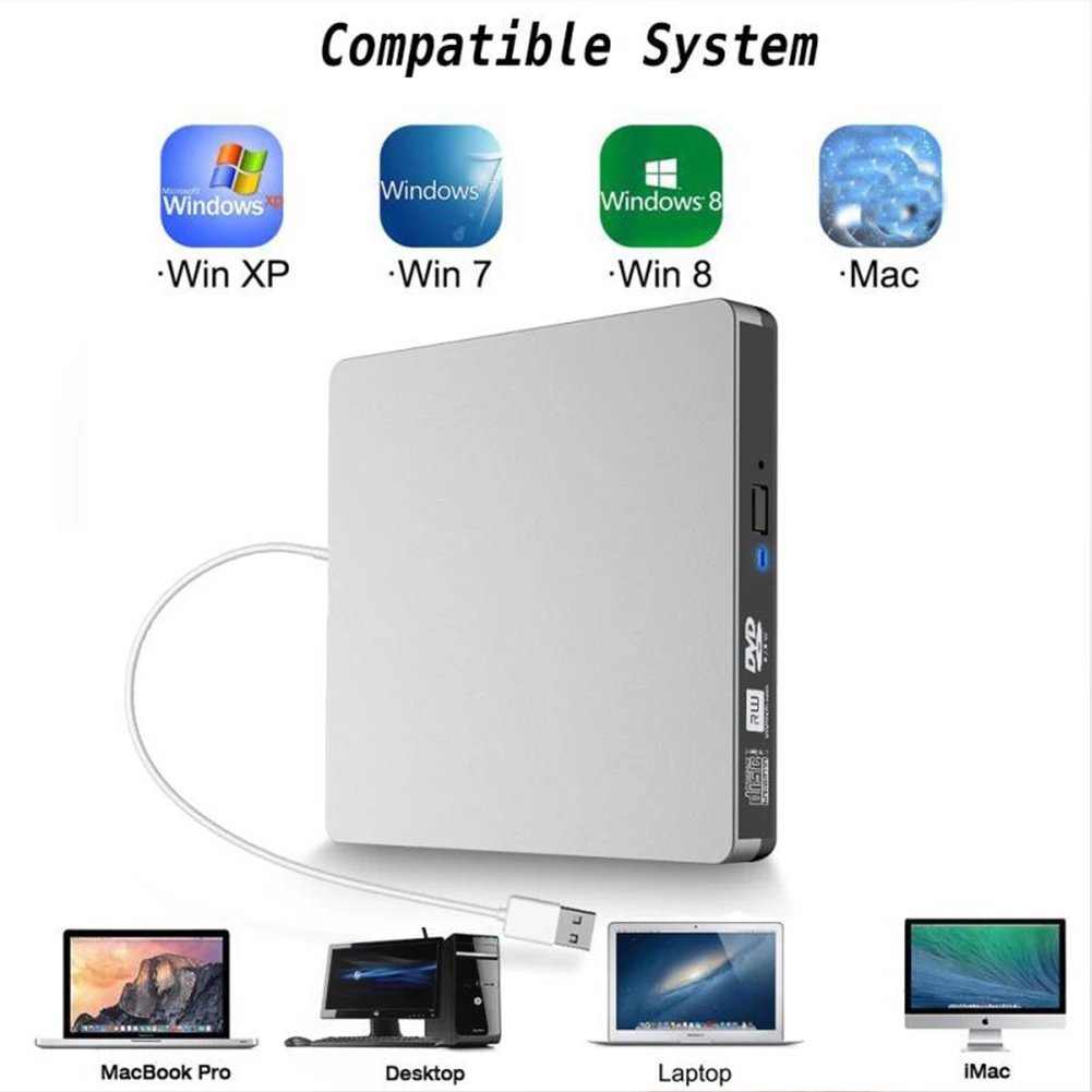 DVD Drive USB 3.0 Optical Player Burner Reader CD-RW Portable External Recorder Burner External CD-RW / DVD-RW Drive#3