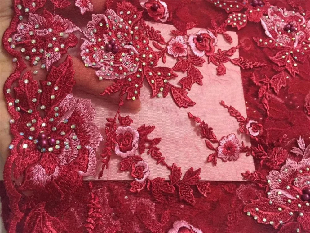 Гипюровый шнур с вышивкой кружевной бисер ткань высокого качества цвет лука