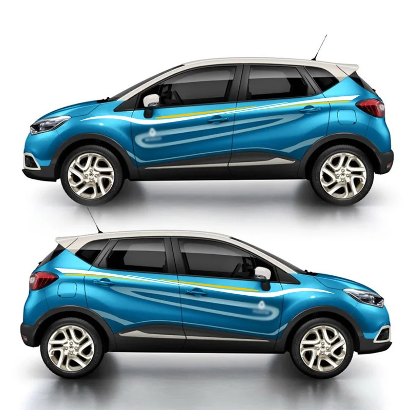 TAIYAO автомобильный Стайлинг, Спортивная наклейка для Renault Captur TCe190 Mark Levinson, автомобильные аксессуары и наклейки, авто стикер - Название цвета: Blue car