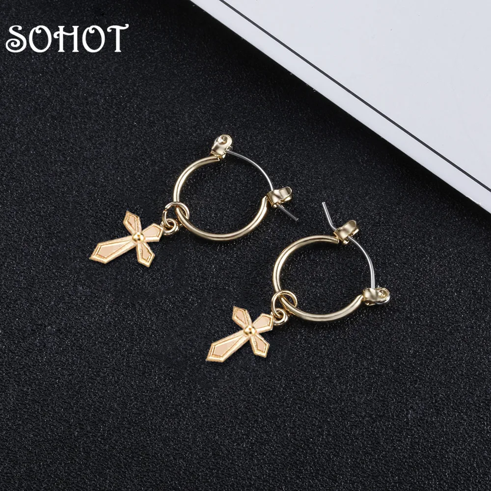SOHOT Chic Cross женские модные серьги кольца Gld Silve цвета крошечные горячие оптовые