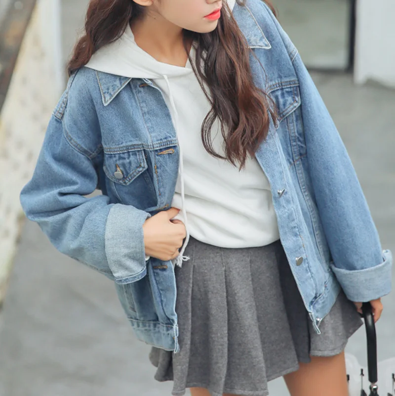 2018 Новое поступление Женская осенне-зимняя ВИНТАЖНАЯ ДЖИНСОВАЯ КУРТКА длинный