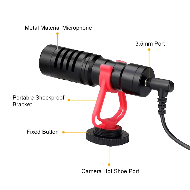 Камера видео микрофон Запись пушка w/Shock Mount для iPhone/Android смартфона Canon/Nikon DSLR и