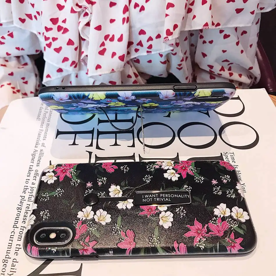 Чехол для iPhone Xs Max XR 7 8 Plus Модный цветочный силиконовый растягивающийся чехол с
